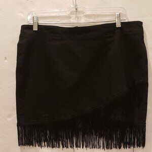 Shein Curve X Large Black Mini Skirt with Fringe Hem